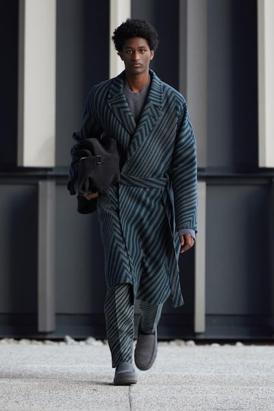 A dressing gown as a coat for autumn / winter 2021 at Ermenegildo Zegna. Courtesy Ermenegildo Zegna