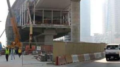 Construction at the Tecom metro station outside The Greens in Dubai.