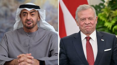 President Sheikh Mohamed held a phone call with King Abdullah II of Jordan. Ministry of Presidential Affairs / AFP