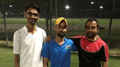 From left to right: Moman Atif, Safeer Shah and Faisal Tariq all turned out for the cricket trials at the ICC Academy. Paul Radley / The National