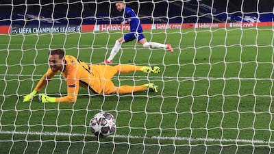 Chelsea's Hakim Ziyech opened the scoring against Atletico Madrid, his first home goal in 12 appearances at Stamford Bridge for Chelsea. PA
