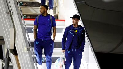 England's Callum Wilson and James Maddison arrive in Doha ahead of the World Cup. Reuters