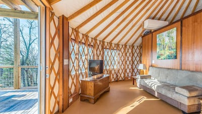 1. Cherry Blossom Yurt on Lookout Mountain in Georgia is the most 'wishlisted' yurt stay on Airbnb. It is a nature immersive retreat with cliffs, caves, waterfalls, woodland and abundant wildlife nearby. Rates from Dh443.
