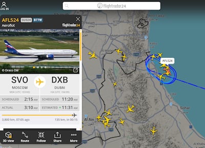 This FlightRadar24 grab shows Dubai-bound flights circling over Oman after the drone strike in the Dubai airport vicinity. They landed safely in Dubai once the all-clear was given.