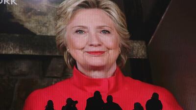 The Democratic presidential nominee Hillary Clinton addresses the Democratic National Convention in Philadelphia via video link. Andrew Gombert / EPA