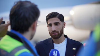 Iran's Alireza Jahanbakhsh speaks to the media. Reuters