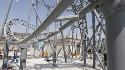 A view of the under-construction roller coaster at Motiongate.