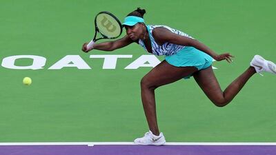 Venus Willams returns a shot during her win over Agnieszka Radwanska in the Qatar Ladies Open quarter-finals on Thursday. Osama Faisal / AP / February 26, 2015