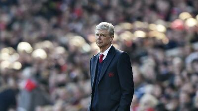 Arsenal manager Arsene Wenger shown during his team's FA Cup loss to Watford on Sunday. Hannah McKay / Reuters / March 13, 2016