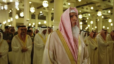 Sheikh Abdul Aziz Al Sheikh, the Saudi grand mufti, prays at the Imam Turki bin Abdullah mosque during Eid Al Fitr morning prayers in Riyadh on September 9, 2010. AP