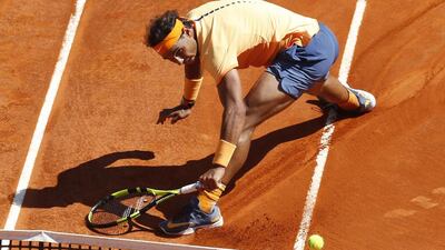 Spain’s Rafael Nadal returns the ball to Britain’s Andy Murray during the Monte-Carlo ATP Masters Series Tournament semi final match, on April 16, 2016 in Monaco. AFP PHOTO / VALERY HACHE