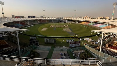 Preparations under way for PSL 2022 at the National Stadium in Karachi, with the opening match scheduled for Thursday. AP