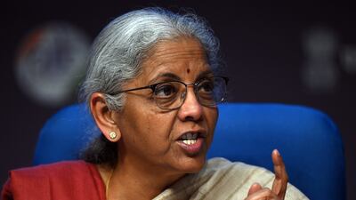 Nirmala Sitharaman, India's Finance Minister, at a news conference in New Delhi, India. Bloomberg