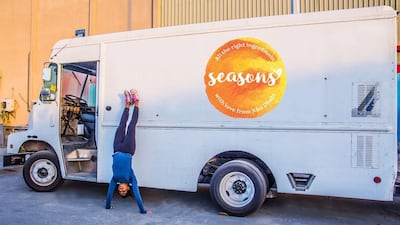 Abeer Al Amiri and Seasons UAE’s truck. Courtesy Hamad Abu Shousha