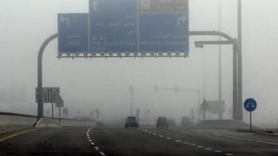 Heavy fog caused disruption on the roads and at Abu Dhabi airport on Monday. Ravindranath K / The National