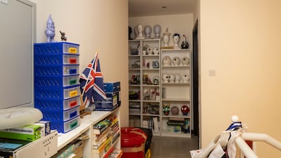 An upstairs storage area