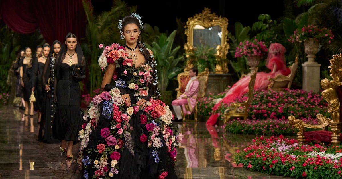 Hand-embroidered florals meet precious gemstones in Dolce & Gabbana's Alta Moda shows in Italy | The National