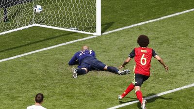 Belgium’s Axel Witsel scores their second goal against Republic of Ireland in their Euro 2016 Group E match in Bordeaux. Regis Duvignau / Reuters