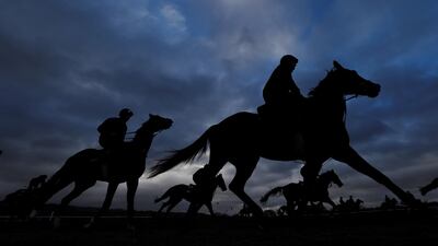 General view during the morning gallops at Cheltenham Racecourse in Britain. Reuters
