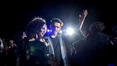 (L-R) Hana Chamoun and Sultan Alkhail attend World Premiere of Netflix Original series "Jinn" at Bisharat Golf Club in Amman, Jordan. Getty Images