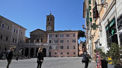 Social distancing measures in effect in Rome. AP