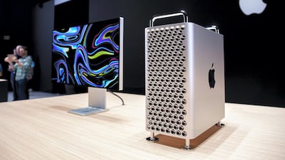 Apple's new Mac Pro sits on display in the showroom. AFP
