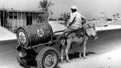 Boomtown: One barrel of Caltex oil, Jumeirah Beach Road , taken in 1975 by Anita Van der Krol.