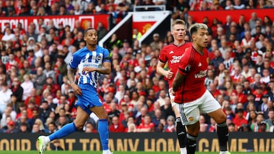Brighton & Hove Albion's Joao Pedro scores their third goal. Reuters