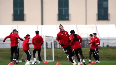 Gareth Bale and the Wales squad in training ahead of their World Cup qualifier against the Czech Republic. PA