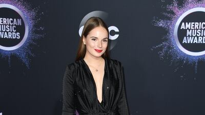 Sasha Spilberg arrives at the American Music Awards on Sunday, November 24, 2019, at the Microsoft Theatre in Los Angeles. AFP