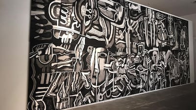This giant installation is currently up at Meem Gallery, Dubai. It is a 10metre-long painting by Dia Azzawi called My Broken Dream. Courtesy of Meem Gallery