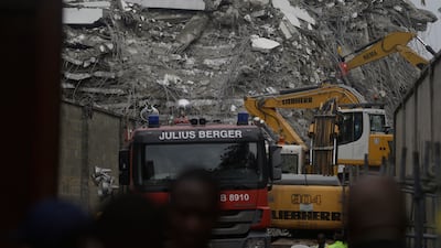 A view of the rubble of the collapsed building. Authorities in Nigeria's largest city said the owner of the building has been arrested. AP