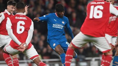 SUBS: Noni Madueke (Til, 65’) - 6, Did well to get inside Tierney but Gabriel’s block took the pace off his shot. His direct running also made life uncomfortable for Tierney. EPA