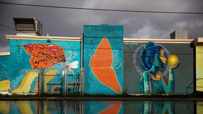 A flooded street after a rain storm on Treasure Island in San Francisco. Bloomberg