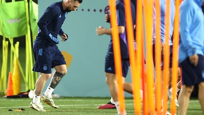 Argentina's Lionel Messi during training. Getty
