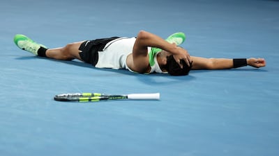 Carlos Alcaraz after winning the Australian Open final. Reuters