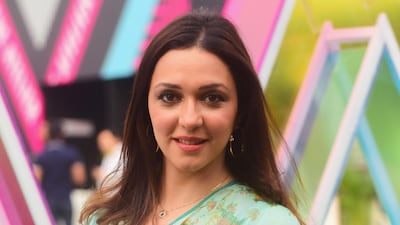 Nauheed Cyrusi poses for a photograph during Lakme Fashion Week in Mumbai on February 13, 2020. AFP