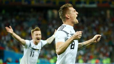 Germany's Toni Kroos celebrates his winning goal. Michael Dalder / Reuters