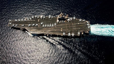The USS Abraham Lincoln aircraft carrier encountered an Iranian drone in the Arabian Sea. AFP
