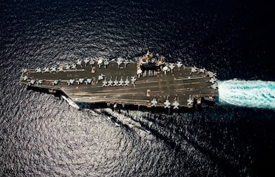 The Nimitz-class aircraft carrier USS Abraham Lincoln transits through the Arabian Sea on April 5, 2012. US Navy / AFP