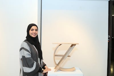 Rasha Saffrini and ‘Rocking Stool'. Courtesy of Tashkeel