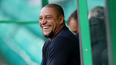 Former Read Madrid star Roberto Carlos at Celtic Park in Glasgow. Getty