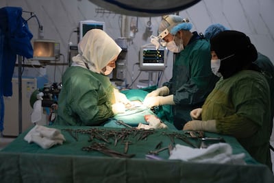Dr Sawan operating at a hospital in Syria earlier this year. Photo: Lucy Lyon / David Nott Foundation