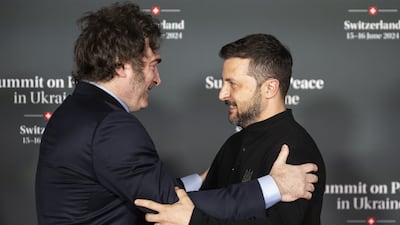 Mr Zelenskyy welcomes President Javier Milei of Argentina. EPA