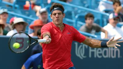 Juan Martin del Potro of Argentina in action against Tomas Berdych of the Czech Republic during the first round of the Western and Southern Open. Mark Lyons / EPA