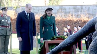 Prince William and Catherine, Duchess of Cambridge attend a commemorative wreath-laying ceremony in the Garden of Remembrance during their visit to Dublin. Reuters
