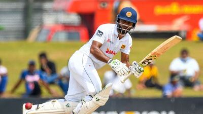 Sri Lanka captain Dimuth Karunaratne has been struggling with a back problem all Test. AFP
