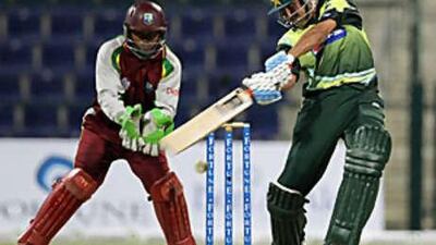 Younis Khan (56) was a thorn in the West Indies' bid to win the first of three one-day internationals in Abu Dhabi. Pakistan won by four wickets.