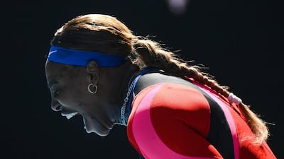 Serena Williams reacts after winning a point against Aryna Sabalenka during their Australian Open match. EPA