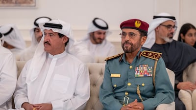 Sheikh Sultan bin Hamdan bin Mohamed, Adviser to the UAE President and Chairman of the Camel Racing Federation (left) at the workshop